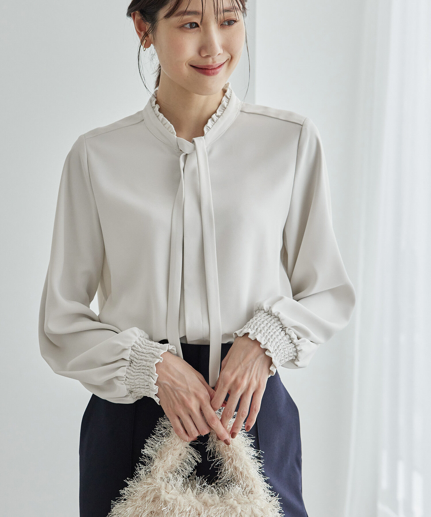 Rope&rsquo;Picnic「フリルバンドカラーリボンタイブラウス」|シャツ・ブラウス|