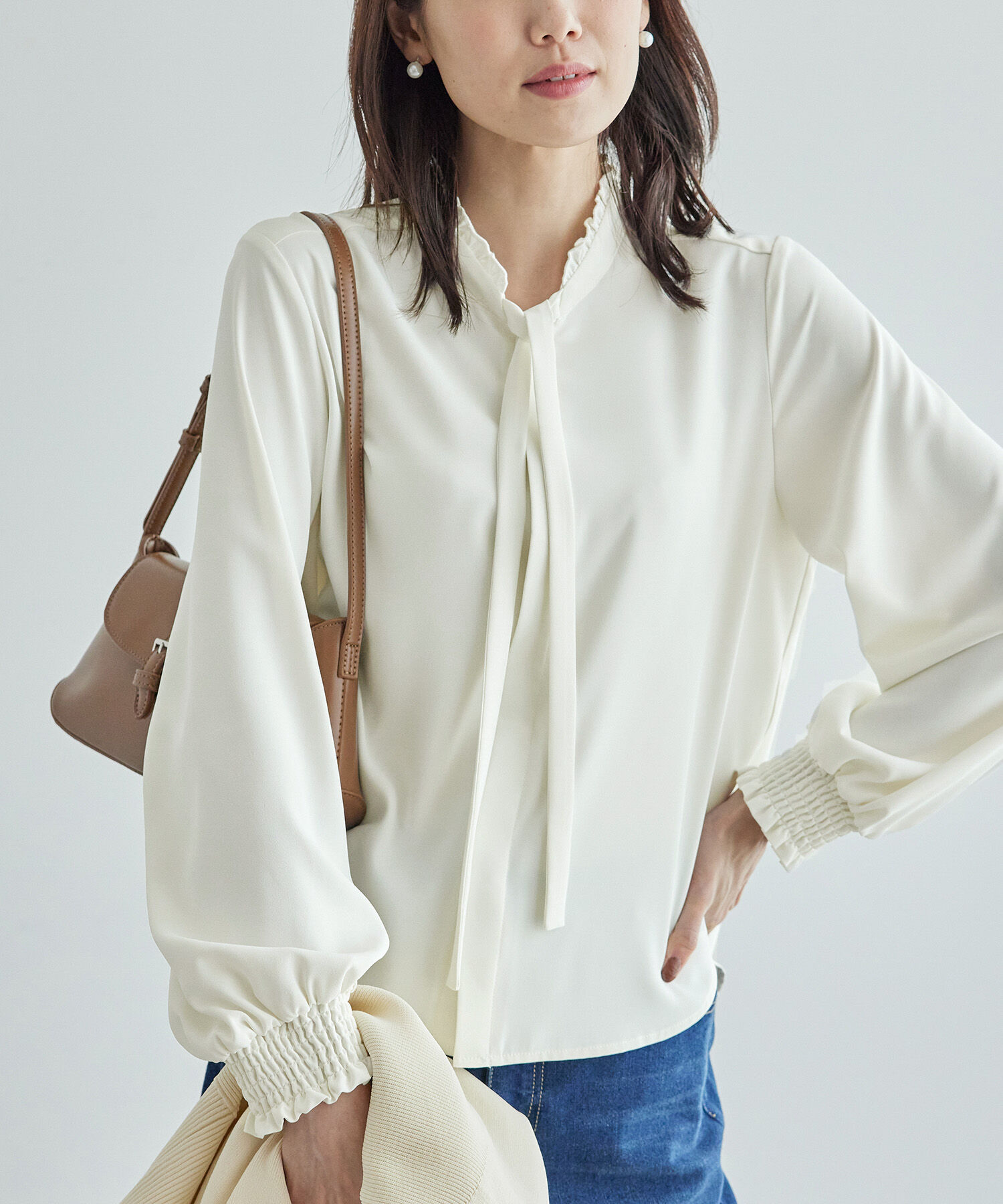 Rope&rsquo;Picnic「フリルバンドカラーリボンタイブラウス」|シャツ・ブラウス|