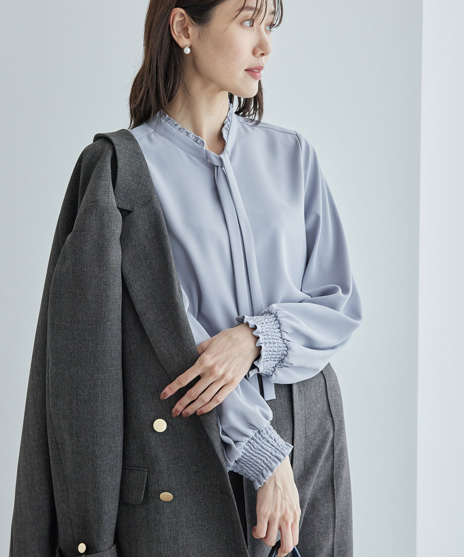 Rope&rsquo;Picnic「フリルバンドカラーリボンタイブラウス」|シャツ・ブラウス|