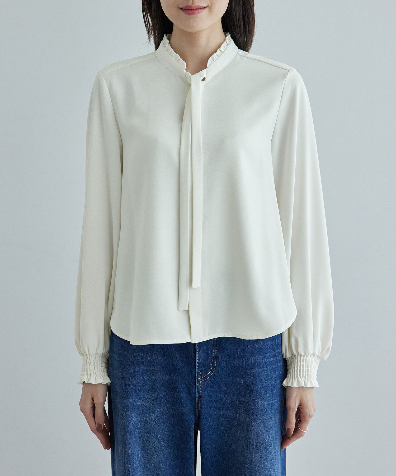 Rope&rsquo;Picnic「フリルバンドカラーリボンタイブラウス」|シャツ・ブラウス|