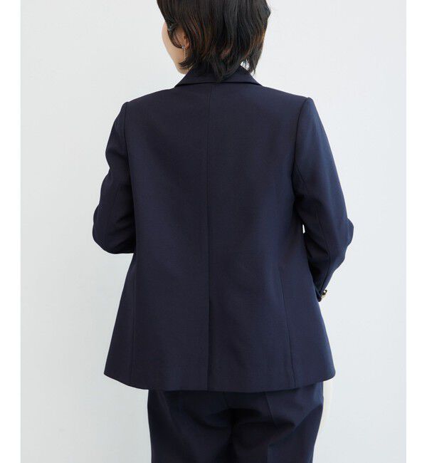 Rope&rsquo;Picnic「低身長・小柄さん向け/ウールライクサージ金ボタンジャケット(肩パッドあり・半裏地)/セットアップ対応」|テーラードジャケット|