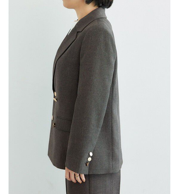 Rope&rsquo;Picnic「低身長・小柄さん向け/ウールライクサージ金ボタンジャケット(肩パッドあり・半裏地)/セットアップ対応」|テーラードジャケット|