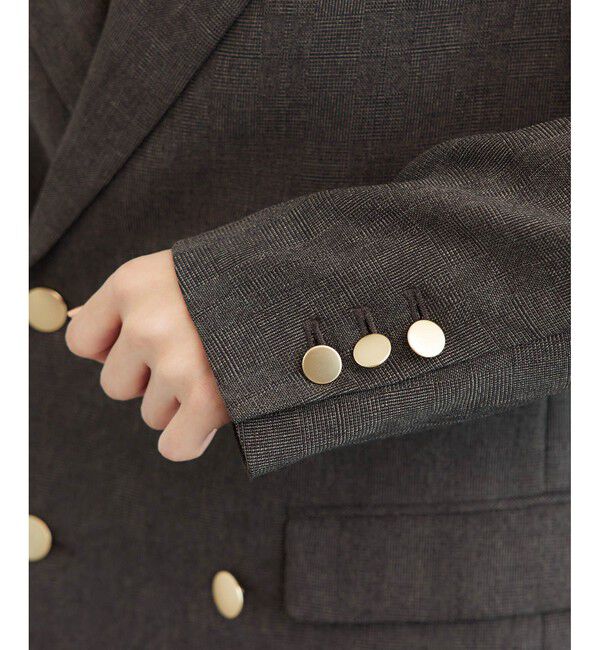 Rope&rsquo;Picnic「低身長・小柄さん向け/ウールライクサージ金ボタンジャケット(肩パッドあり・半裏地)/セットアップ対応」|テーラードジャケット|