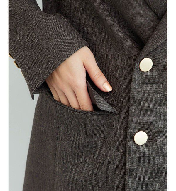Rope&rsquo;Picnic「低身長・小柄さん向け/ウールライクサージ金ボタンジャケット(肩パッドあり・半裏地)/セットアップ対応」|テーラードジャケット|