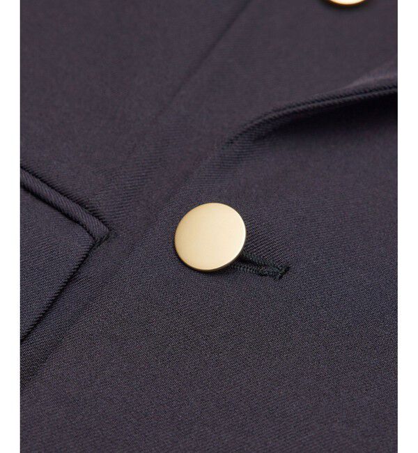 Rope&rsquo;Picnic「低身長・小柄さん向け/ウールライクサージ金ボタンジャケット(肩パッドあり・半裏地)/セットアップ対応」|テーラードジャケット|