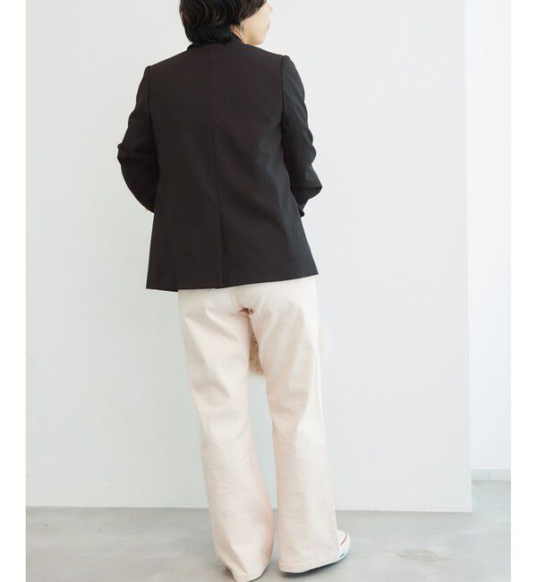 Rope&rsquo;Picnic「低身長・小柄さん向け/ウールライクサージ金ボタンジャケット(肩パッドあり・半裏地)/セットアップ対応」|テーラードジャケット|