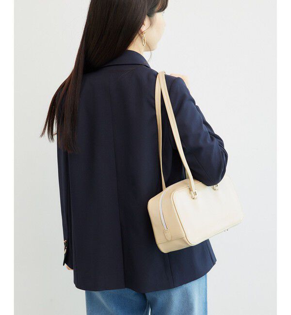 Rope&rsquo;Picnic「低身長・小柄さん向け/ウールライクサージ金ボタンジャケット(肩パッドあり・半裏地)/セットアップ対応」|テーラードジャケット|