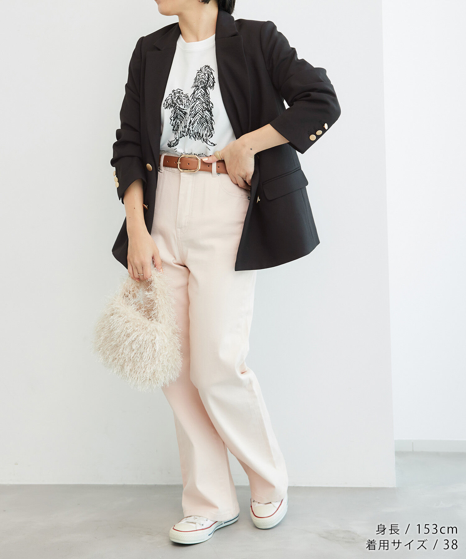 Rope&rsquo;Picnic「低身長・小柄さん向け/ウールライクサージ金ボタンジャケット(肩パッドあり・半裏地)/セットアップ対応」|テーラードジャケット|