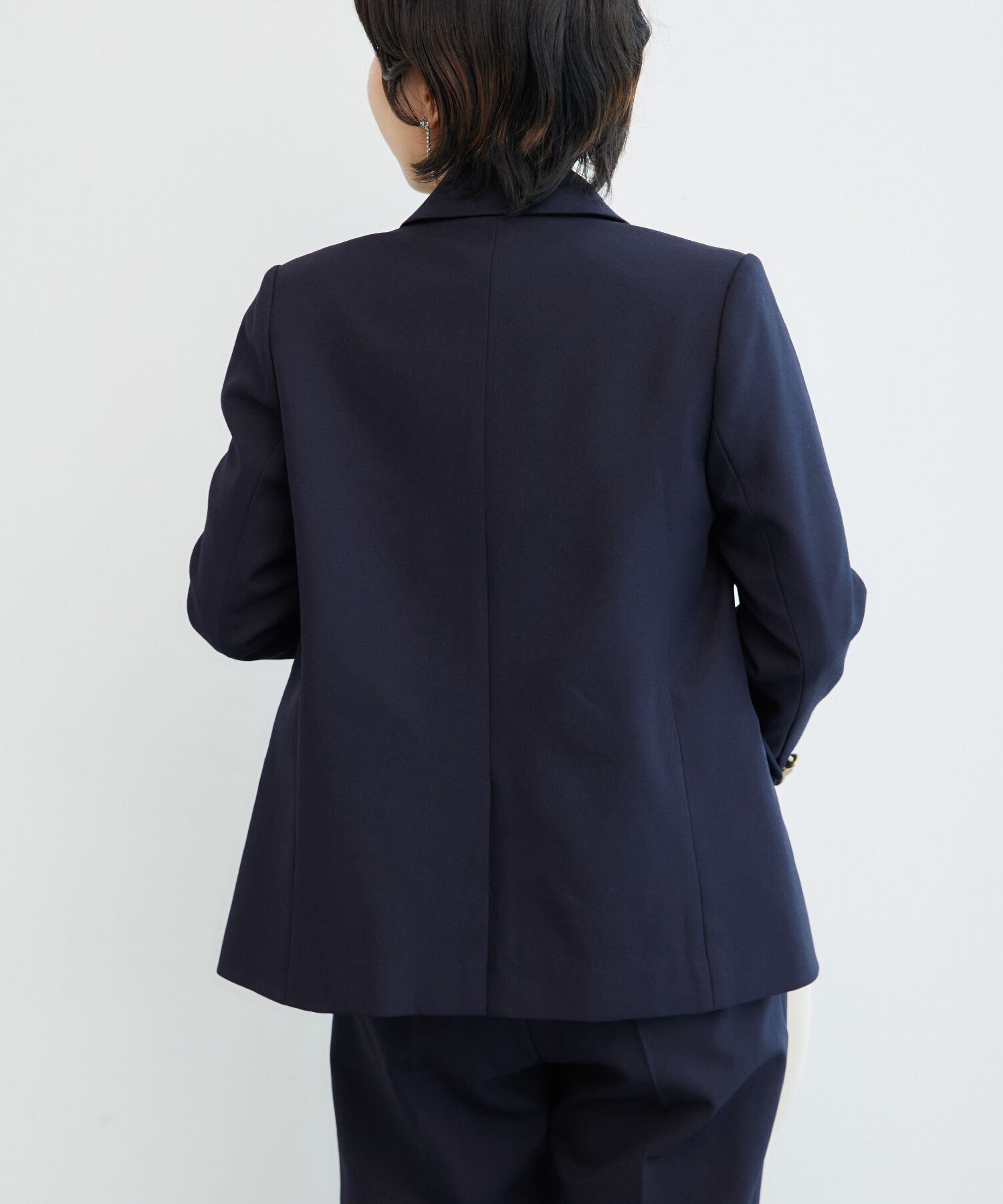 Rope&rsquo;Picnic「低身長・小柄さん向け/ウールライクサージ金ボタンジャケット(肩パッドあり・半裏地)/セットアップ対応」|テーラードジャケット|