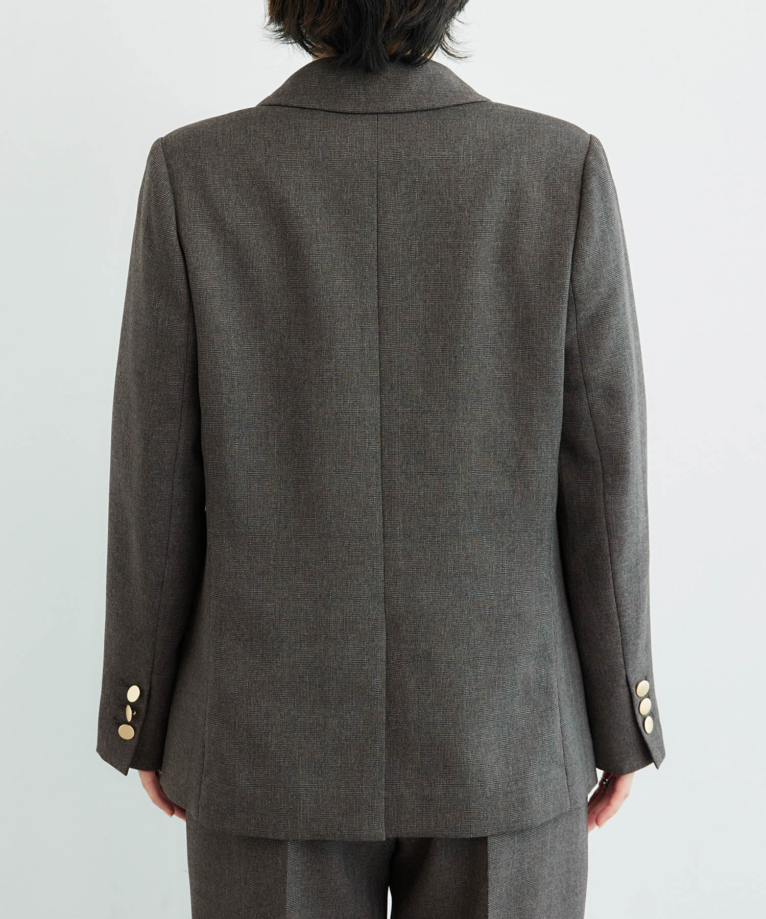 Rope&rsquo;Picnic「低身長・小柄さん向け/ウールライクサージ金ボタンジャケット(肩パッドあり・半裏地)/セットアップ対応」|テーラードジャケット|