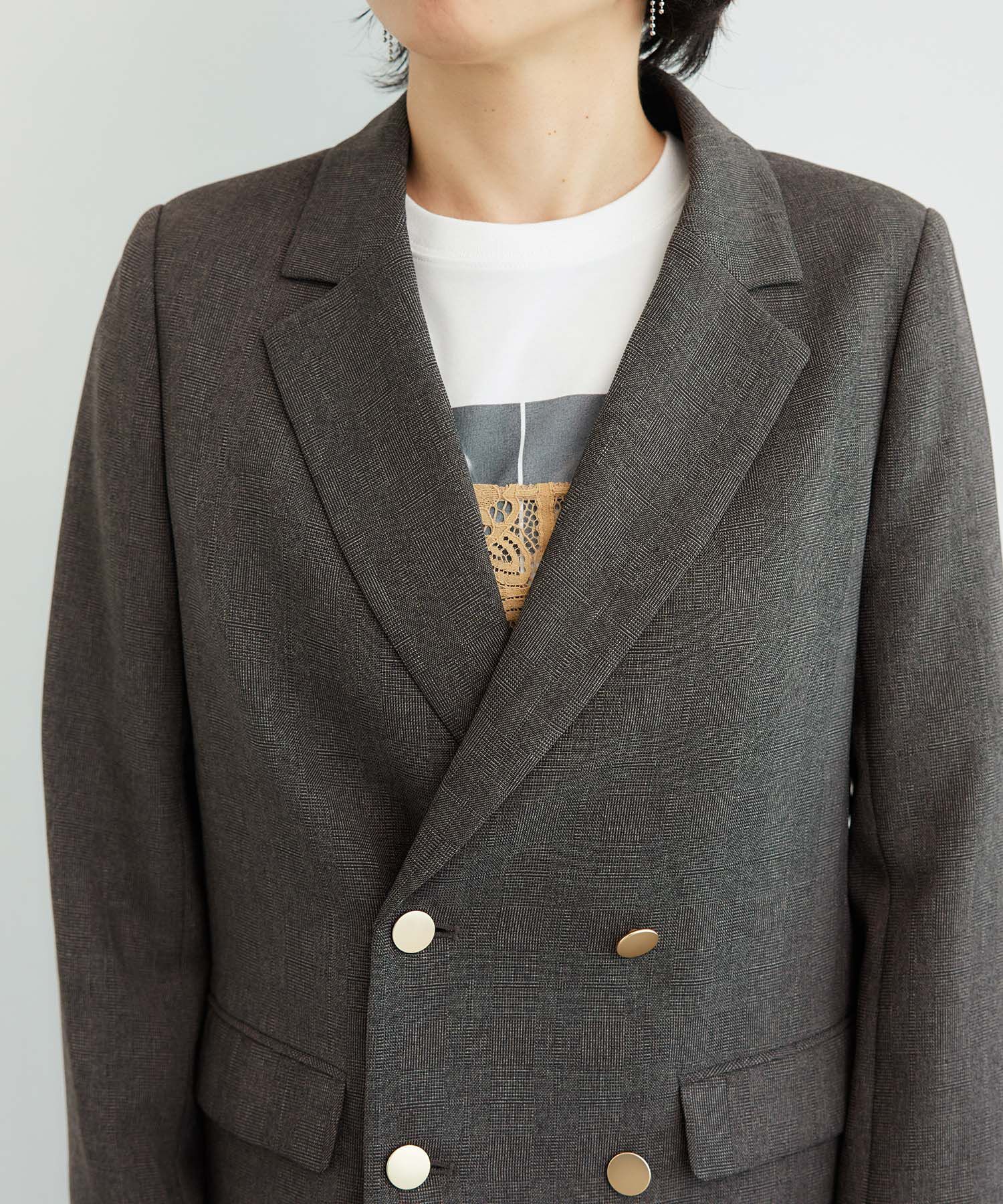 Rope&rsquo;Picnic「低身長・小柄さん向け/ウールライクサージ金ボタンジャケット(肩パッドあり・半裏地)/セットアップ対応」|テーラードジャケット|