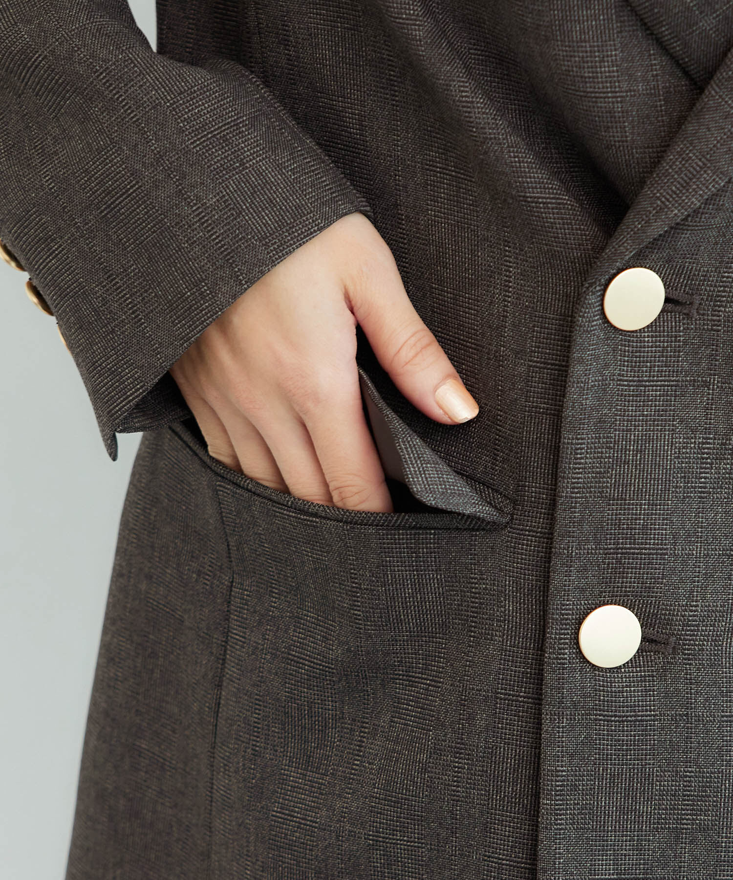 Rope&rsquo;Picnic「低身長・小柄さん向け/ウールライクサージ金ボタンジャケット(肩パッドあり・半裏地)/セットアップ対応」|テーラードジャケット|