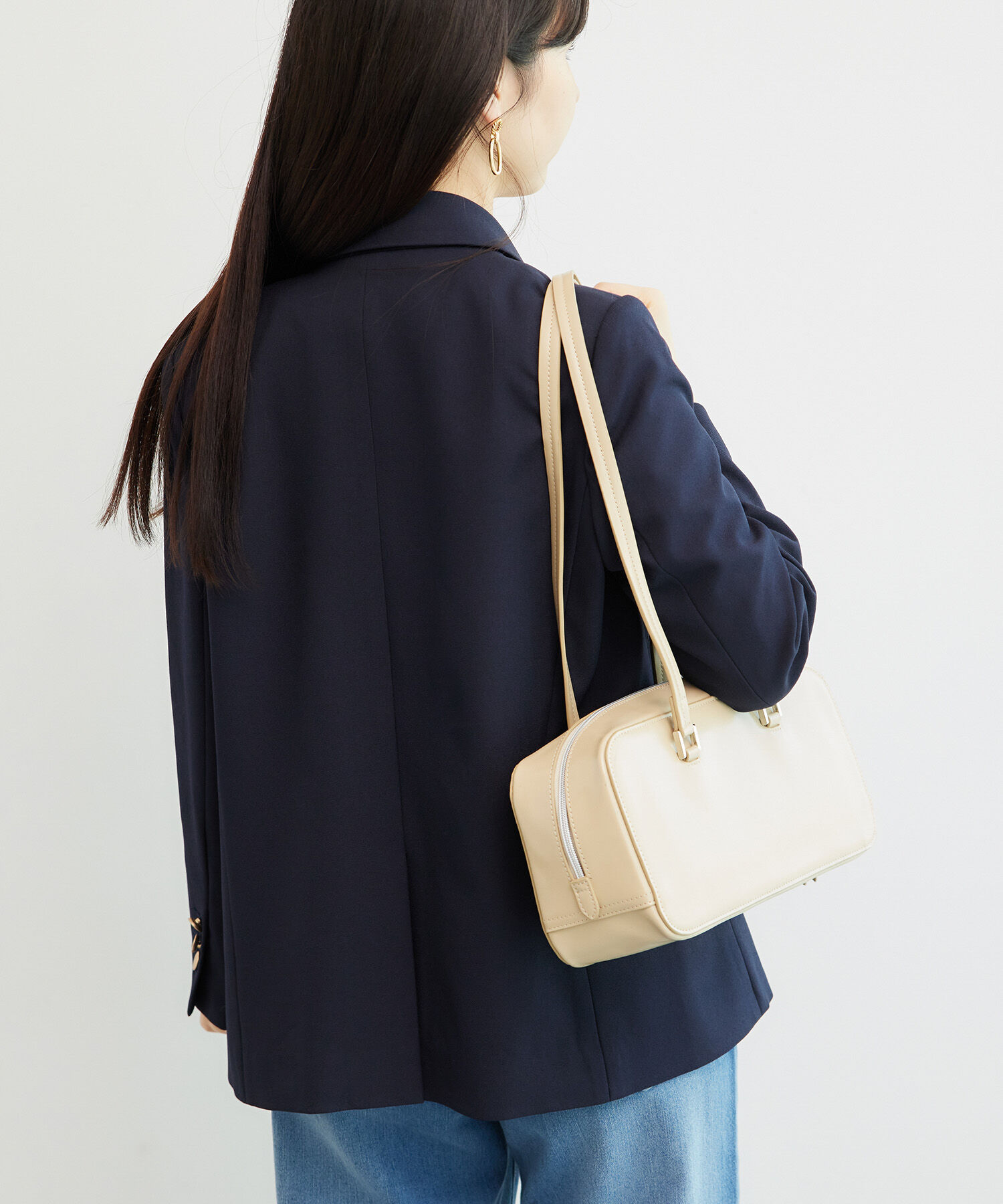 Rope&rsquo;Picnic「低身長・小柄さん向け/ウールライクサージ金ボタンジャケット(肩パッドあり・半裏地)/セットアップ対応」|テーラードジャケット|