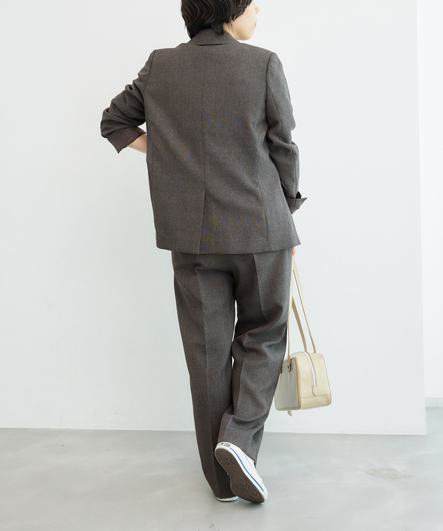 Rope&rsquo;Picnic「低身長・小柄さん向け/ウールライクサージ金ボタンジャケット(肩パッドあり・半裏地)/セットアップ対応」|テーラードジャケット|