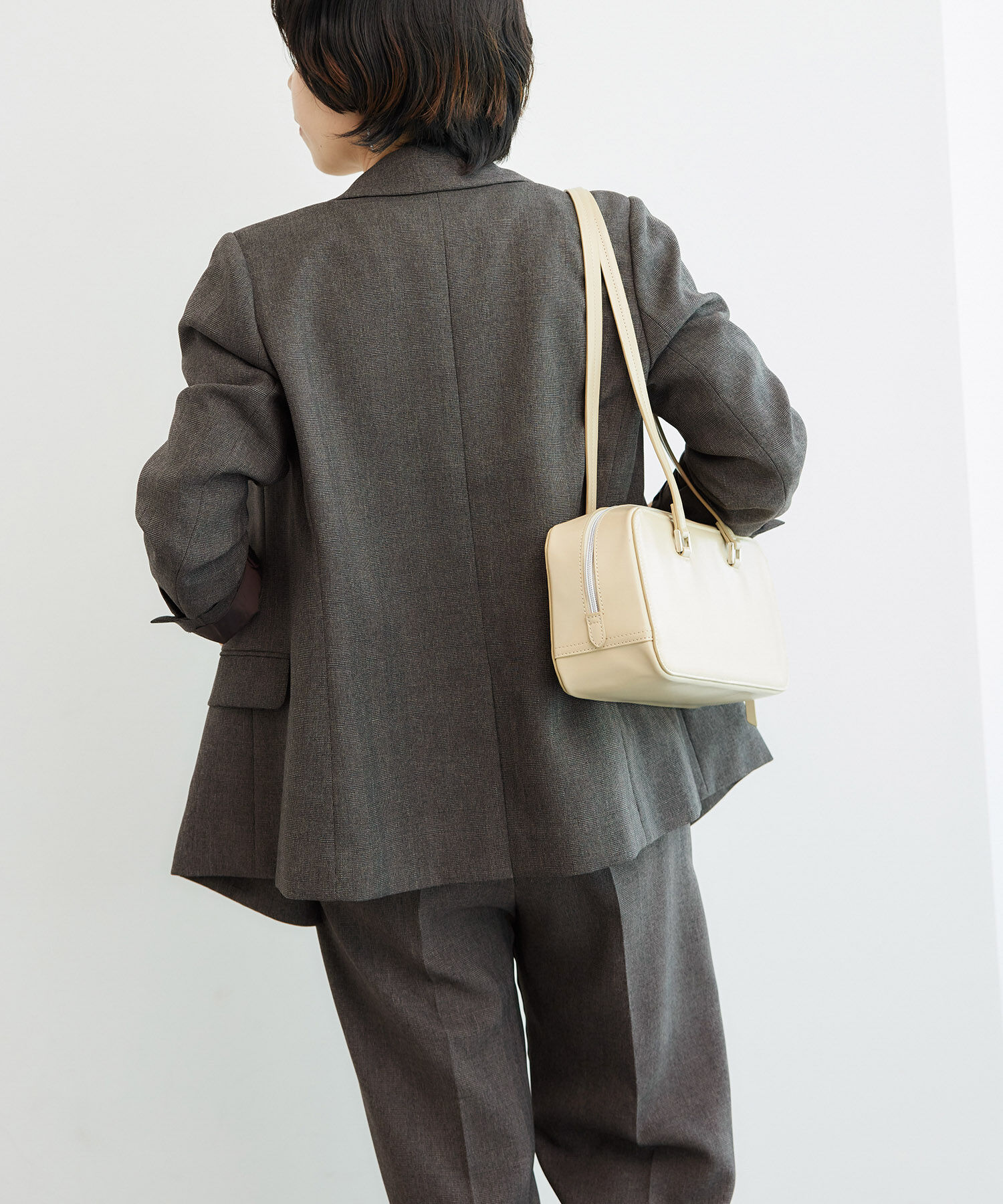 Rope&rsquo;Picnic「低身長・小柄さん向け/ウールライクサージ金ボタンジャケット(肩パッドあり・半裏地)/セットアップ対応」|テーラードジャケット|