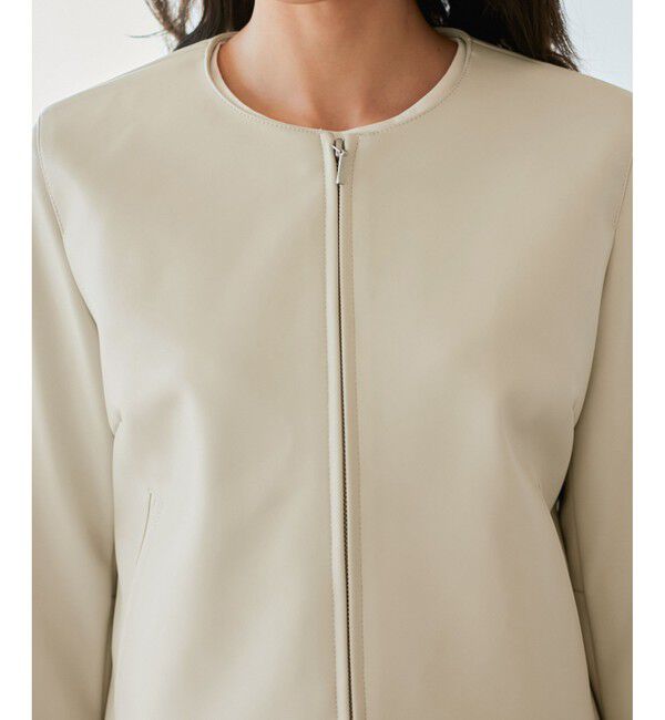 Rope&rsquo;Picnic「【花粉ガード】シンセティックレザーノーカラージャケット」|ノーカラージャケット|