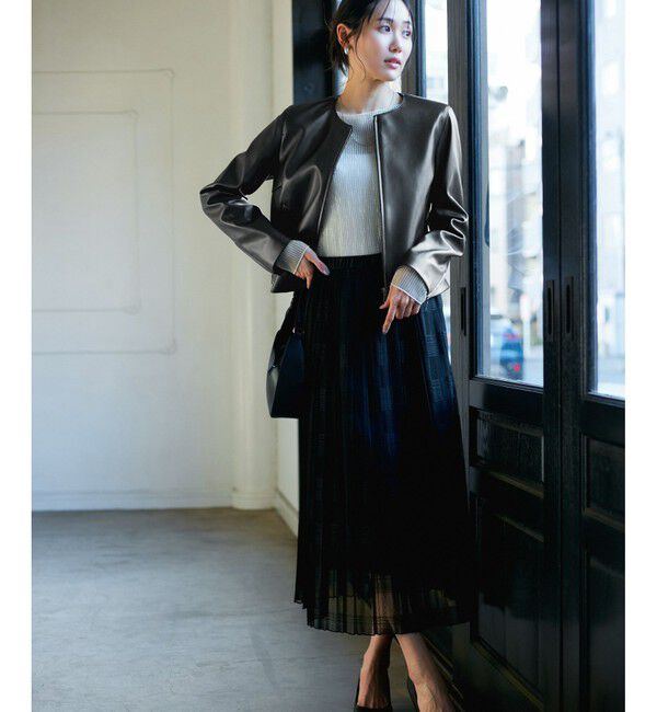 Rope&rsquo;Picnic「【花粉ガード】シンセティックレザーノーカラージャケット」|ノーカラージャケット|