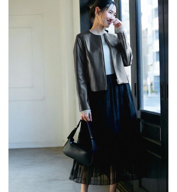 Rope&rsquo;Picnic「【花粉ガード】シンセティックレザーノーカラージャケット」|ノーカラージャケット|