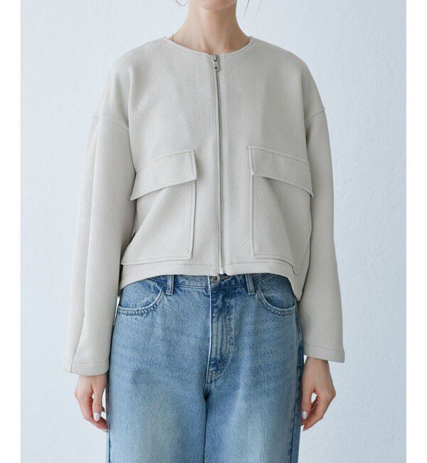 Rope&rsquo;Picnic「幾何柄ジャガードショート丈ブルゾン」|ブルゾン・スタジャン|