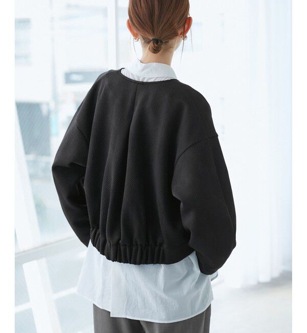 Rope&rsquo;Picnic「幾何柄ジャガードショート丈ブルゾン」|ブルゾン・スタジャン|