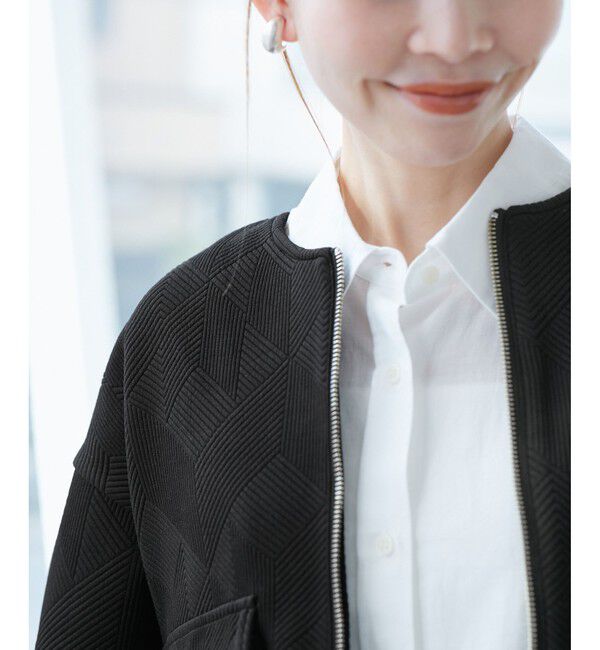 Rope&rsquo;Picnic「幾何柄ジャガードショート丈ブルゾン」|ブルゾン・スタジャン|