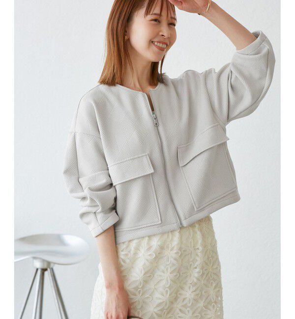 Rope&rsquo;Picnic「幾何柄ジャガードショート丈ブルゾン」|ブルゾン・スタジャン|