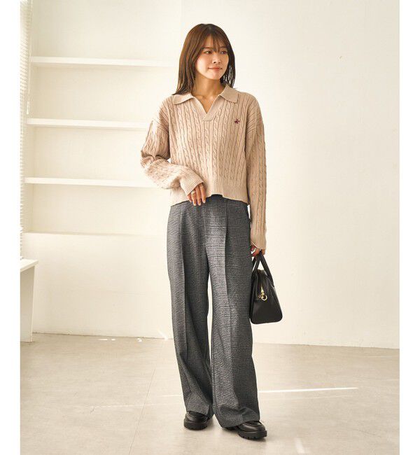 Rope&rsquo;Picnic「レディハンサムシリーズ ウールライクウエストタックセミワイドパンツ/セットアップ対応」|スラックス|