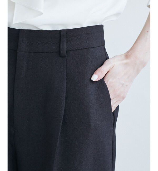 Rope&rsquo;Picnic「レディハンサムシリーズ ウールライクウエストタックセミワイドパンツ/セットアップ対応」|スラックス|