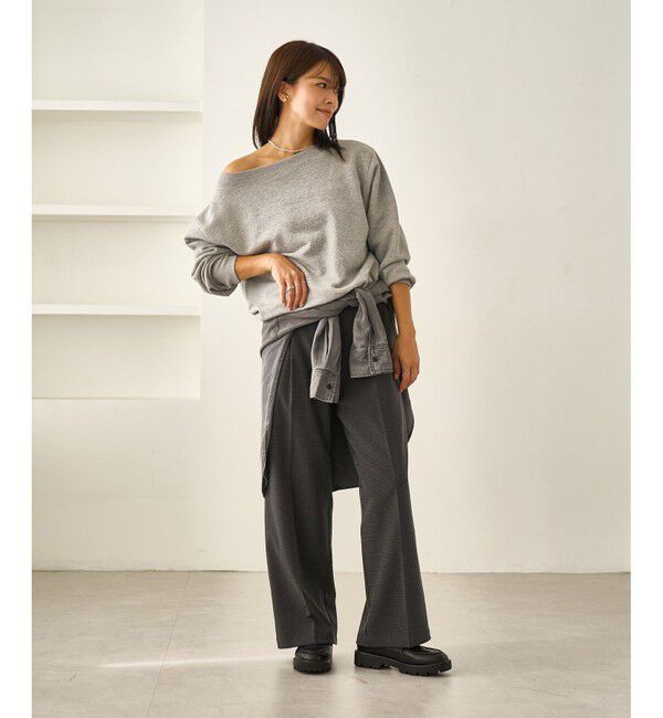 Rope&rsquo;Picnic「レディハンサムシリーズ ウールライクウエストタックセミワイドパンツ/セットアップ対応」|スラックス|