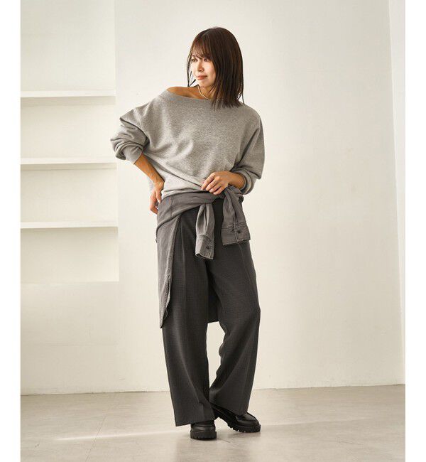 Rope&rsquo;Picnic「レディハンサムシリーズ ウールライクウエストタックセミワイドパンツ/セットアップ対応」|スラックス|