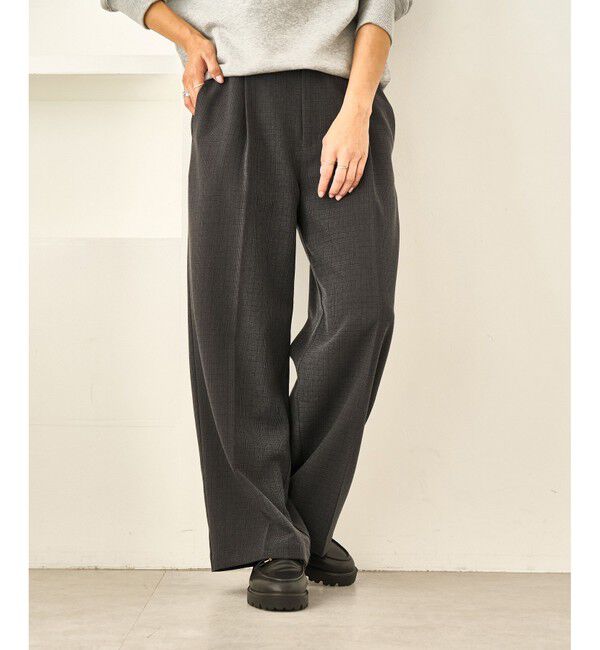 Rope&rsquo;Picnic「レディハンサムシリーズ ウールライクウエストタックセミワイドパンツ/セットアップ対応」|スラックス|