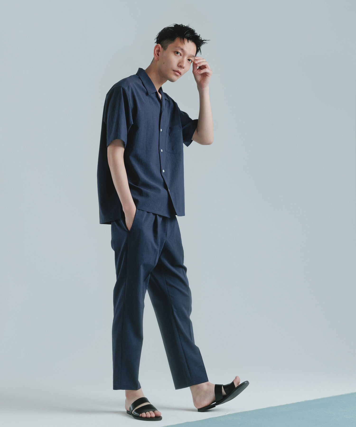 ADAM ET ROPE'「洗えるセットアップ【RIRANCHA】オープンカラーシャツ ＆ イージーパンツ / 吸水速乾 / 接触冷感 / ユニセ」|スーツ|