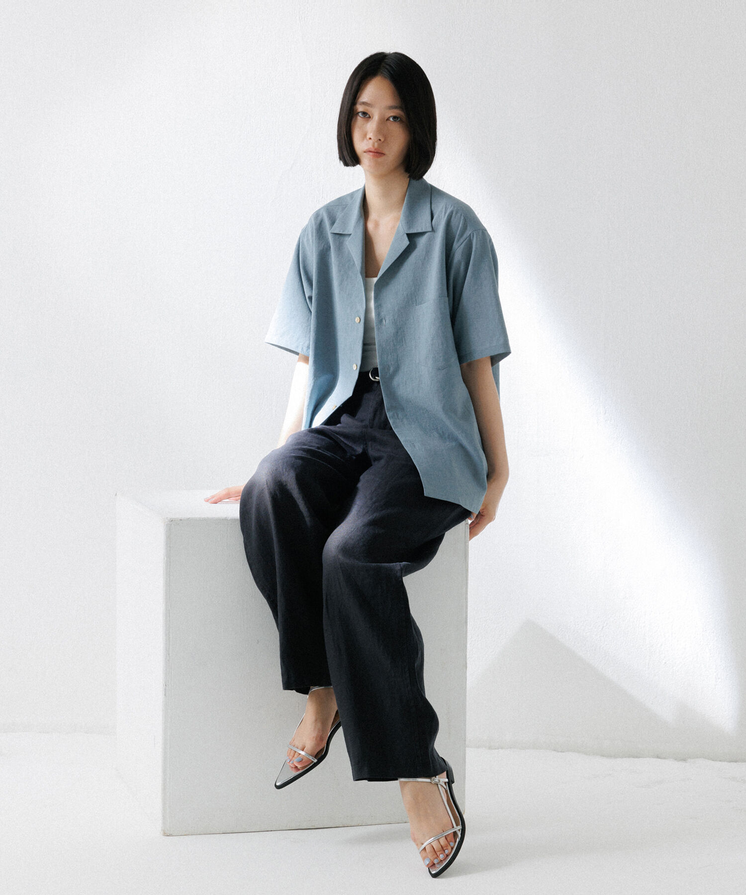 ADAM ET ROPE'「リネン ワイドパンツ / ロングシーズン着用可能 / セットアップ対応」|スラックス|