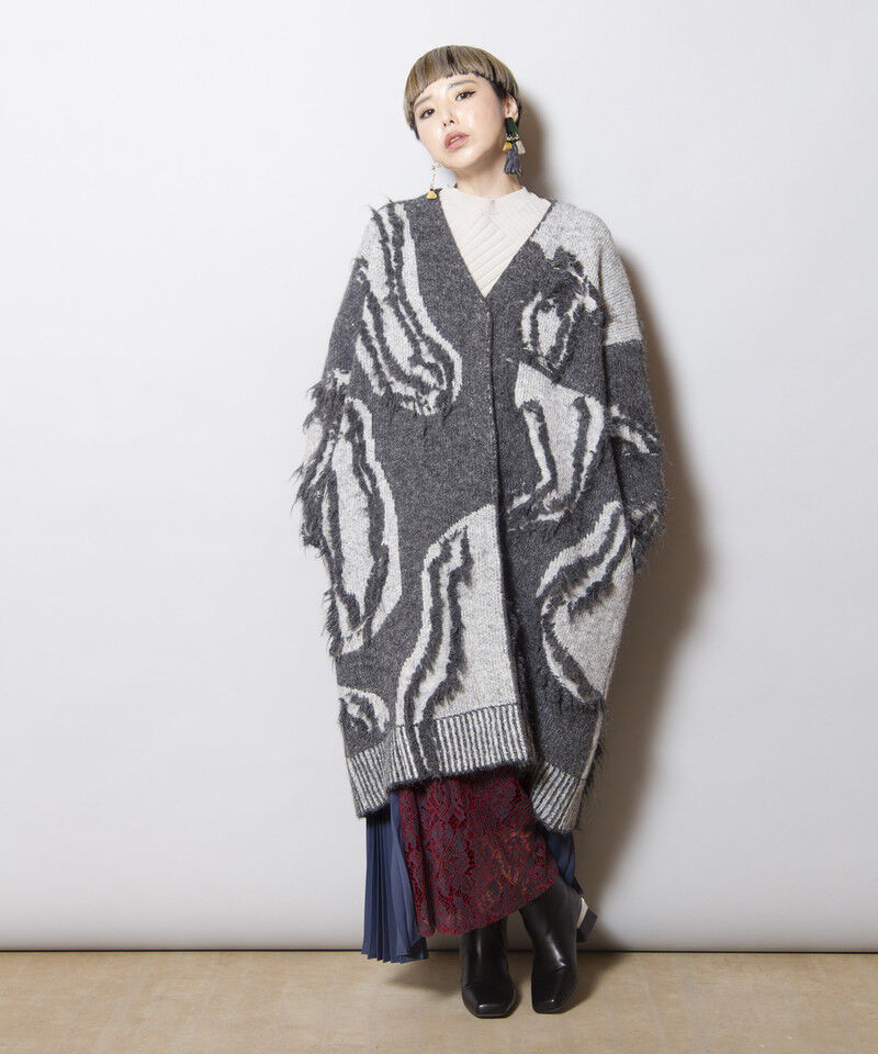  「ジャガードニットロングカーディガン」|ニット・セーター|