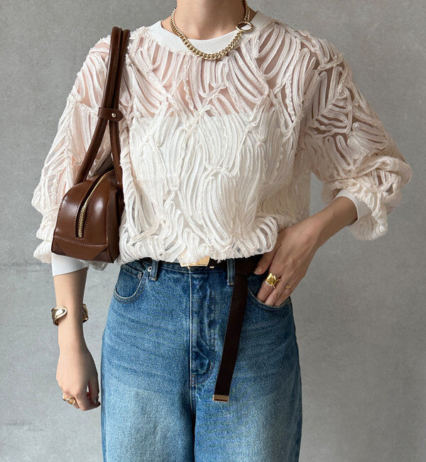  「長袖刺繍レーストップス」|シャツ・ブラウス|