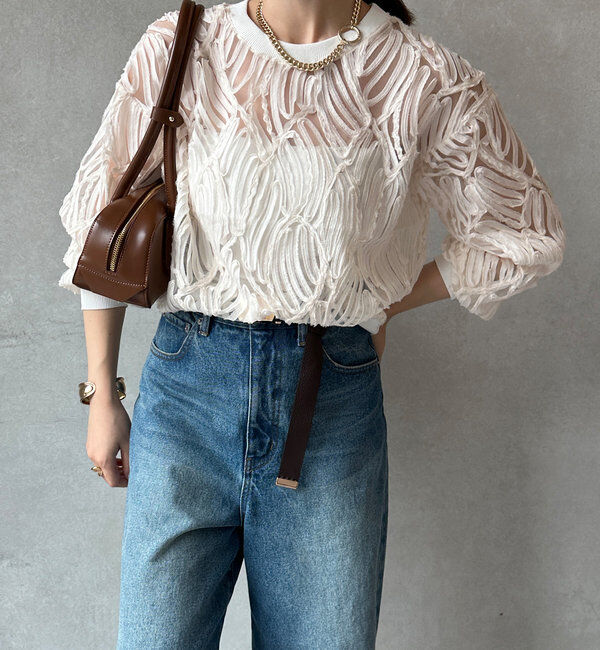  「長袖刺繍レーストップス」|シャツ・ブラウス|