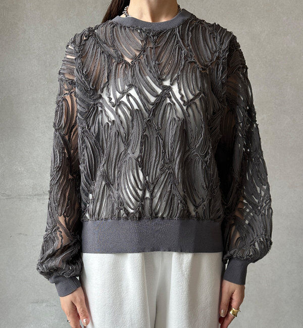  「長袖刺繍レーストップス」|シャツ・ブラウス|