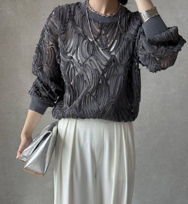  「長袖刺繍レーストップス」|シャツ・ブラウス|