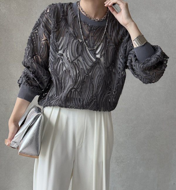  「長袖刺繍レーストップス」|シャツ・ブラウス|