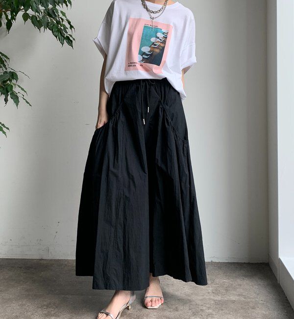  「【WEB限定】ダブルウエストギャザースカート」|スカート|