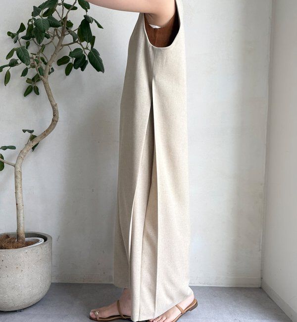  「【WEB限定】リネン混深Vジャンスカ」|ワンピース|