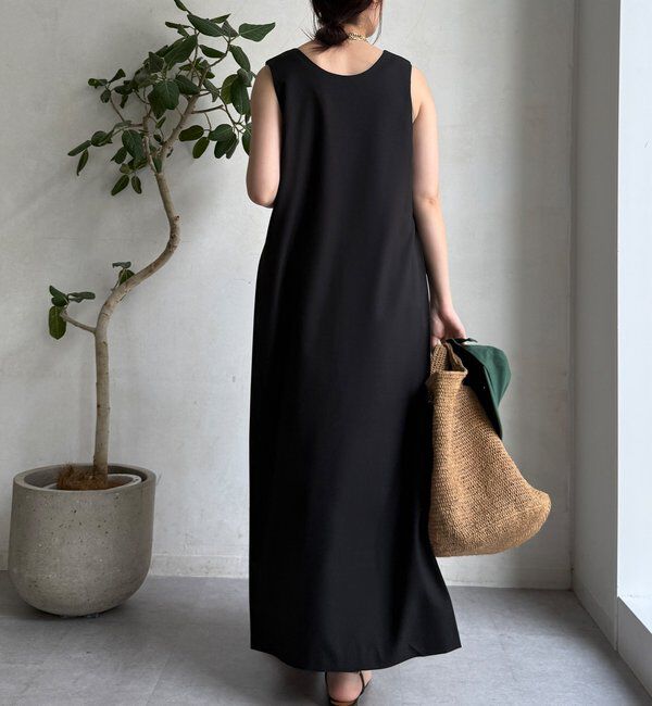  「【WEB限定】リネン混深Vジャンスカ」|ワンピース|