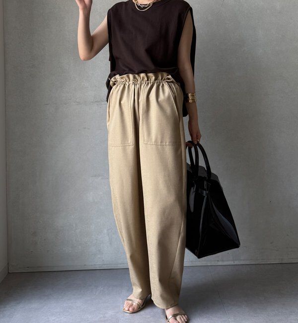  「【WEB限定】 麻調シャイニーイージーパンツ」|チノ|