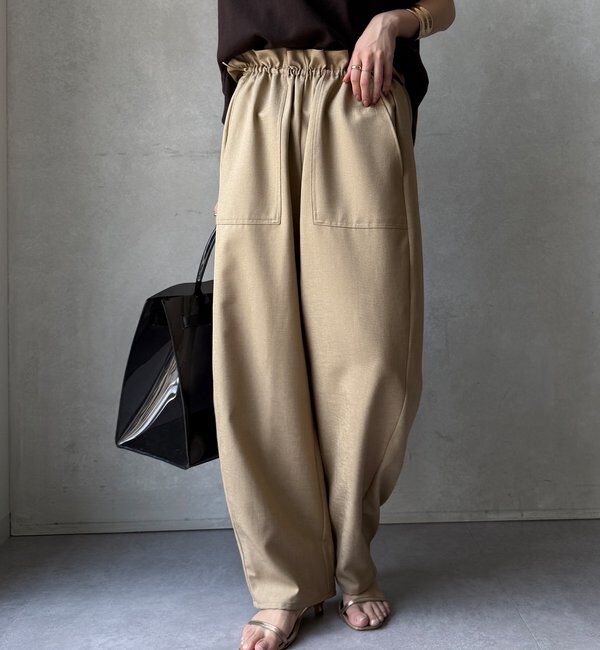  「【WEB限定】 麻調シャイニーイージーパンツ」|チノ|