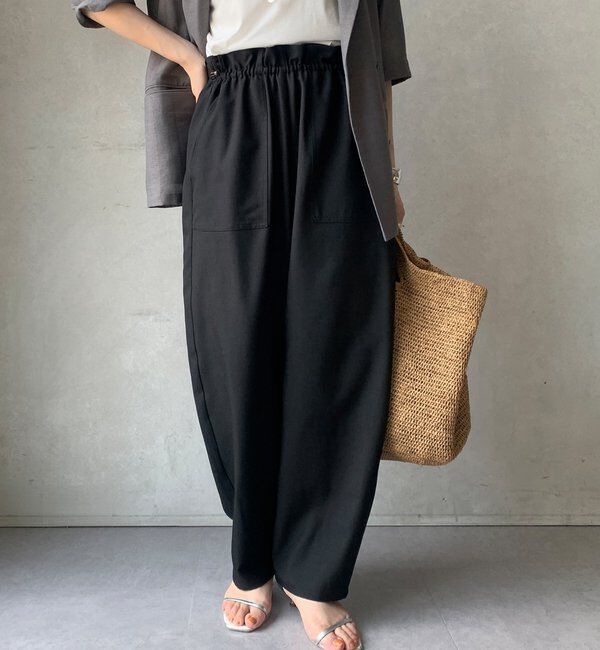  「【WEB限定】 麻調シャイニーイージーパンツ」|チノ|