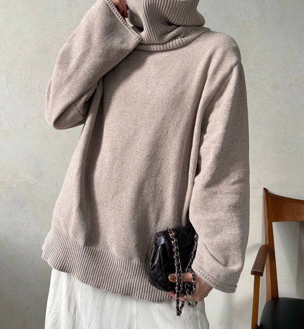  「モールタートルプルオーバー」|ニット・セーター|ライトベージュ
