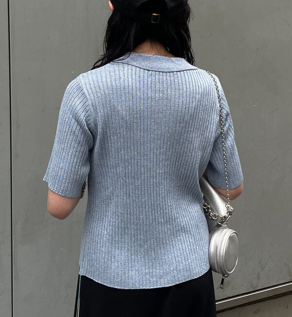  「ダブルZIPラメリブ半袖カーディガン」|カーディガン|