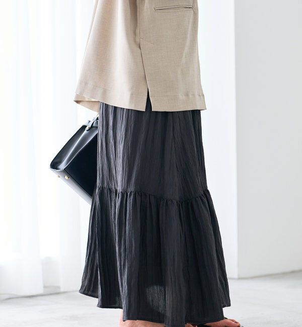  「《ウエストゴムでストレスフリー》ヴィンテージシワ加工スカート」|スカート|