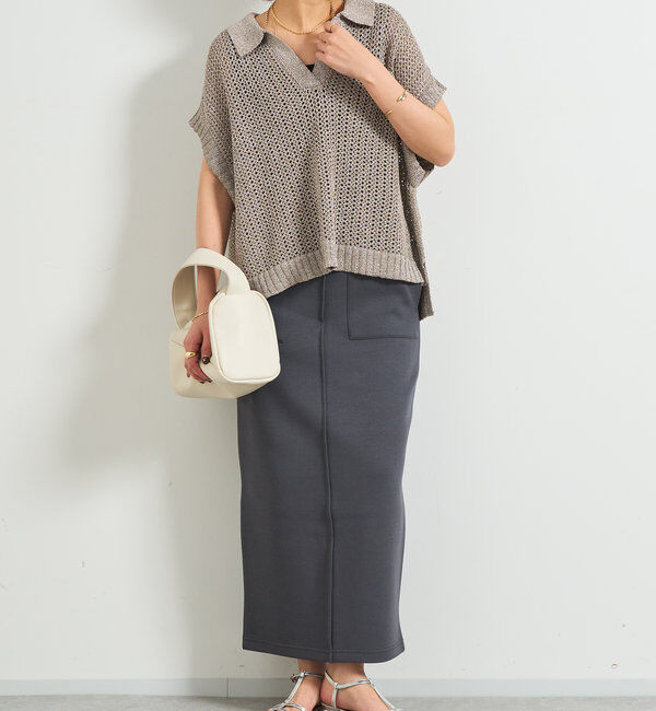  「《ざっくりした編み目がこなれ感》グリッターポロニットベスト」|ニット・セーター|