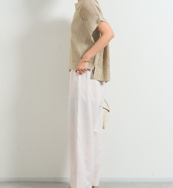  「《ざっくりした編み目がこなれ感》グリッターポロニットベスト」|ニット・セーター|